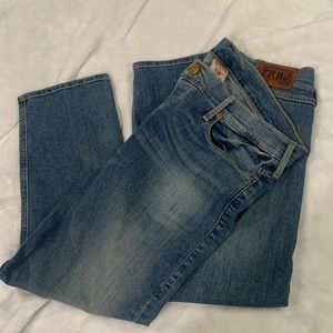True Religion 5 pocket button fly Bermuda jeans, low rise. Size 31